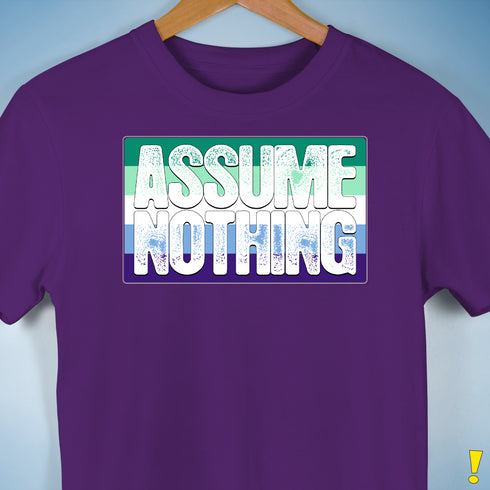 Assume Nothing Gay Male Pride Flag Premium Unisex T-Shirt - Purple